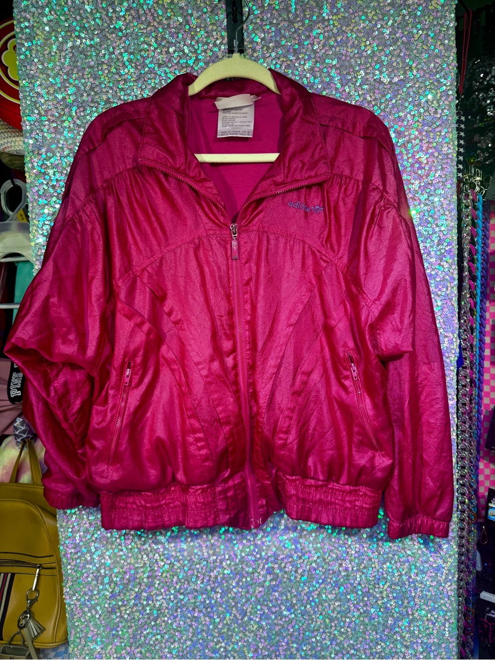 VTG adidas Women's Vibrant Pink Fuchsia Athletic Bomber Jacket